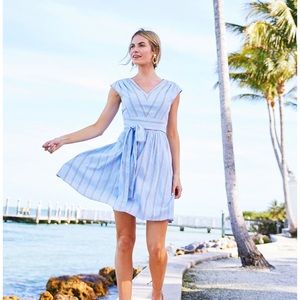 NWT Vineyard Vines Nicholls Stripe Seersucker Tie Waist Dress